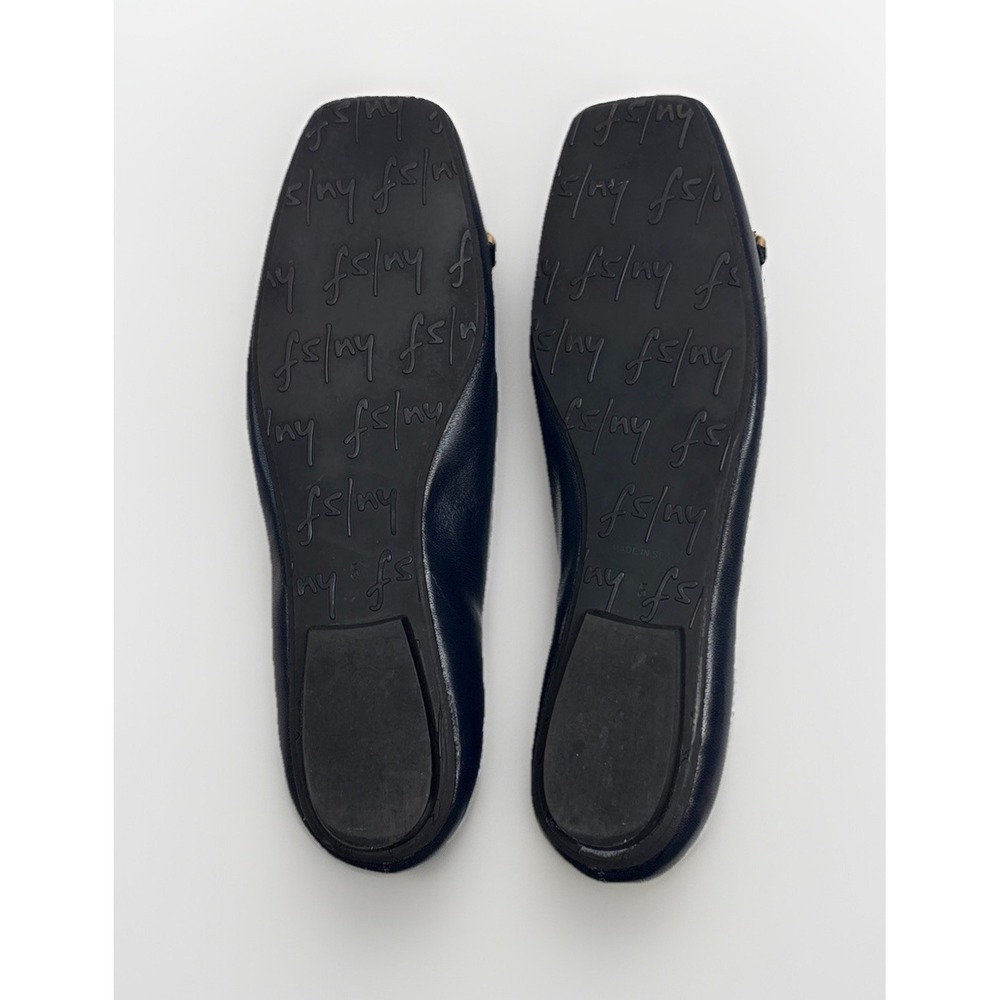 French Sole Gleam Navy Blue Nappa Leather Square Toe Chain Bow Women's Size 5M - Picture 8 of 10